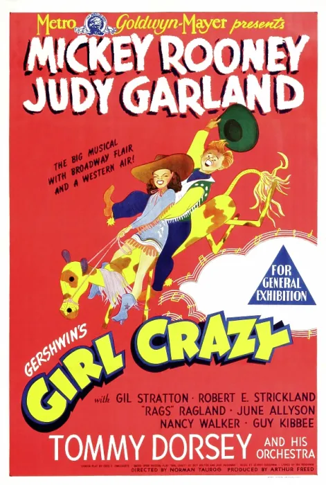 Framed Print : GIRL CRAZY, Australian poster, Judy Garland, Mickey Rooney, 1943