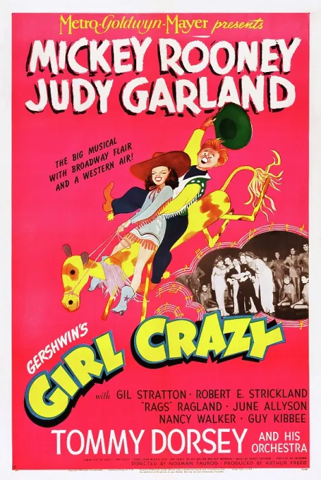 Framed Print : GIRL CRAZY, US poster art, from left: Judy Garland, Mickey Rooney, 1943