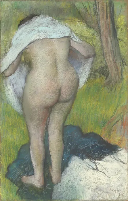 Framed Print : Girl Drying Herself, by Edgar Degas, 1885, French impressionist pastel drawing Framed Print : Girl Drying Herself, by Edgar Degas, 1885, French impressionist pastel drawing