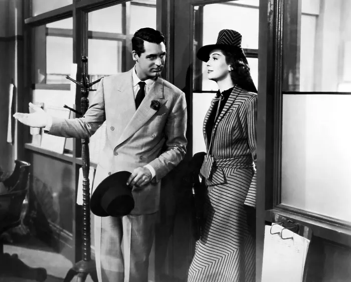 Framed Print : HIS GIRL FRIDAY, Cary Grant, Rosalind Russell, 1940