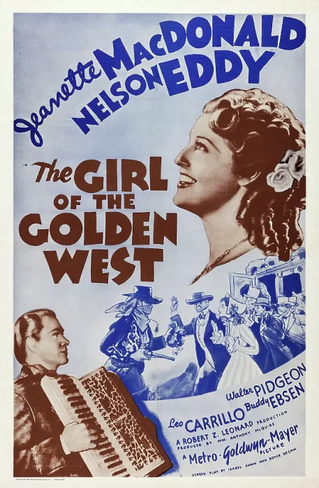 Framed Print : THE GIRL OF THE GOLDEN WEST, US poster art, from bottom left: Nelson Eddy, Jeanette MacDonald, 1938