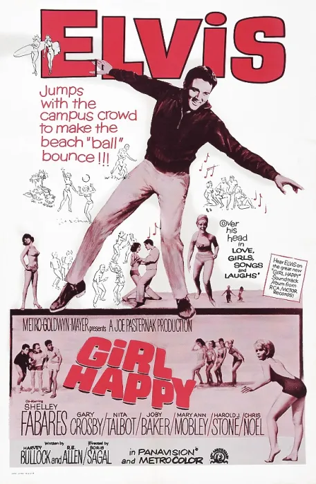 Framed Print : GIRL HAPPY, top: Elvis Presley on international poster, 1965