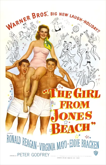 Framed Print : THE GIRL FROM JONES BEACH, US poster, from left: Eddie Bracken, Virginia Mayo, Ronald Reagan, 1949 Framed Print : THE GIRL FROM JONES BEACH, US poster, from left: Eddie Bracken, Virginia Mayo, Ronald Reagan, 1949