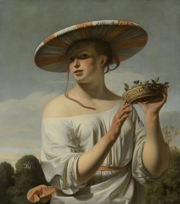 Framed Print : Girl in a Large Hat, by Caesar Boetius van Everdingen, c. 1645-50, Dutch painting, oil on canvas Framed Print : Girl in a Large Hat, by Caesar Boetius van Everdingen, c. 1645-50, Dutch painting, oil on canvas