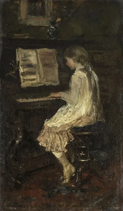 Framed Print : Girl at the Piano, by Jacob Maris, c. 1879, Dutch painting, oil on canvas. (BSLOC_2016_1_58) Framed Print : Girl at the Piano, by Jacob Maris, c. 1879, Dutch painting, oil on canvas. (BSLOC_2016_1_58)