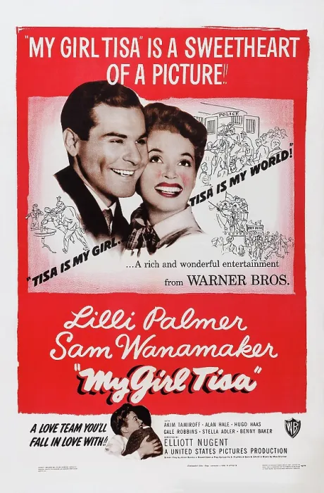 Framed Print : MY GIRL TISA, top, from left: Sam Wanamaker, Lilli Palmer, bottom left: Lilly Palmer on poster art, 1948
