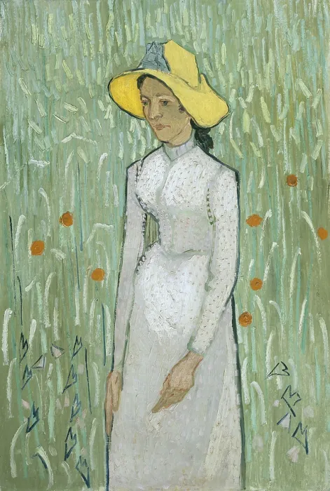 Framed Print : Girl in White, by Vincent van Gogh, 1890, Dutch Post-Impressionist painting, oil on canvas