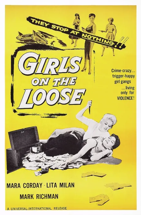 Framed Print : GIRLS ON THE LOOSE, bottom l-r: Lita Milan, Mara Corday, 1958