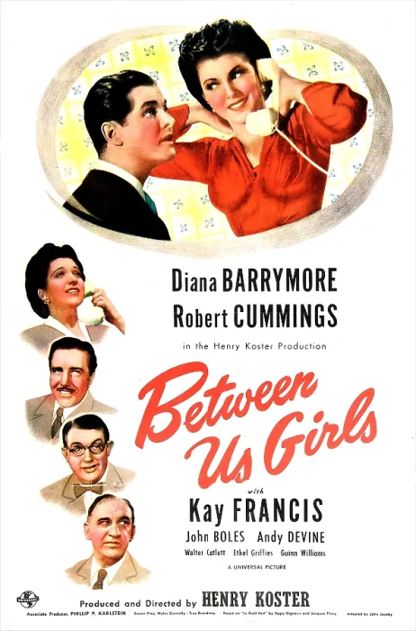 Framed Print : BETWEEN US GIRLS, US poster, top from left: Robert Cummings, Diana Barrymore, left from top: Kay Francis, John Boles, Andy Devine, Walter Catlett, 1942 Framed Print : BETWEEN US GIRLS, US poster, top from left: Robert Cummings, Diana Barrymore, left from top: Kay Francis, John Boles, Andy Devine, Walter Catlett, 1942