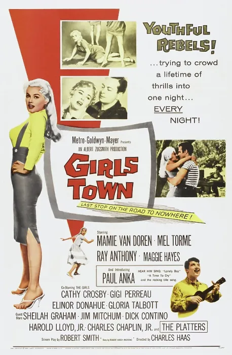 Framed Print : GIRLS TOWN, US poster, Mamie Van doren (left), Paul Anka (bottom), 1959