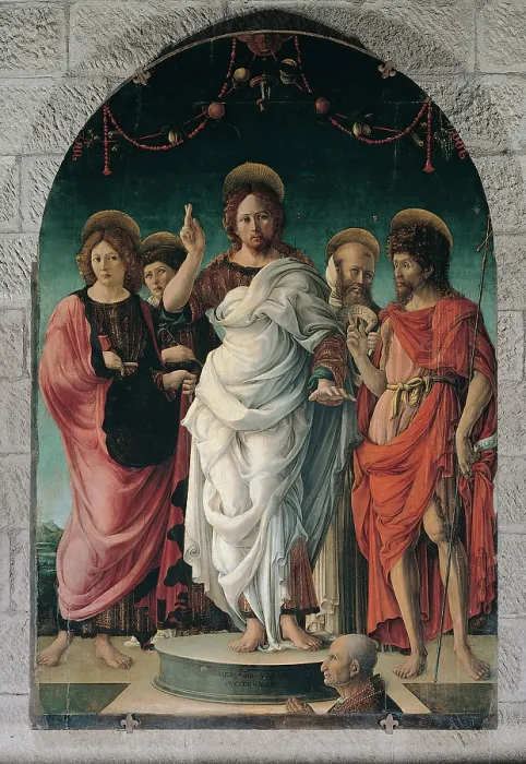 Framed Print : Girolamo da Cremona, Salvator Mundi and Saints, 15th Century, tempera on board, Italy, Lazio, Viterbo, Duomo, (462706) Everett CollectionMondadori Portfolio**US SALES ONLY** Framed Print : Girolamo da Cremona, Salvator Mundi and Saints, 15th Century, tempera on board, Italy, Lazio, Viterbo, Duomo, (462706) Everett CollectionMondadori Portfolio**US SALES ONLY**
