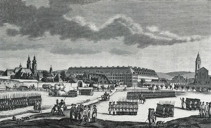 Framed Print : The glacis of Vienna from Alservorstadt in 18th c. Engraving. AISA / Everett Collection**US SALES ONLY**