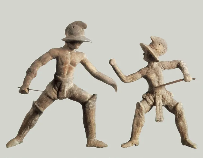Framed Print : Gladiators. Roman art. Terra-cotta. ITALY. Taranto. Taranto Archaelogical National Museum. AISA / Everett Collection**US SALES ONLY**