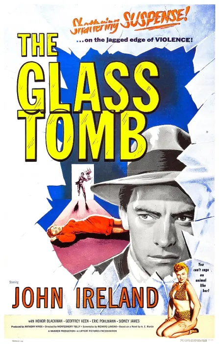 Framed Print : THE GLASS TOMB, (aka THE GLASS CAGE), British poster, right: John Ireland, bottom: Honor Blackman, 1955