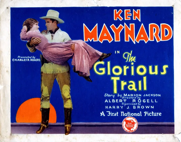 Framed Print : THE GLORIOUS TRAIL, Ken Maynard, holding Gladys McConnell, 1928