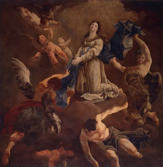 Framed Print : Glory of a Saint Martyr, by Giulia Lama, 18th Century, oil on canvas - Italy, Veneto, Malamocco, Venice, Church of Holy Mary. Whole artwork view