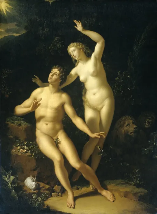 Framed Print : God Holds Adam and Eve Responsible, by Adriaen van der Werff, 1717, Dutch painting, oil on panel Framed Print : God Holds Adam and Eve Responsible, by Adriaen van der Werff, 1717, Dutch painting, oil on panel