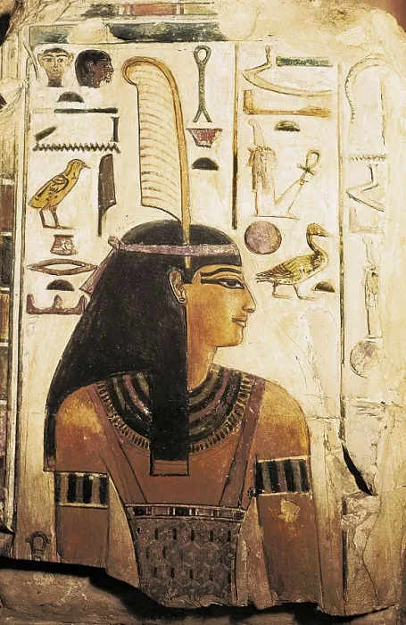 Framed Print : Goddess Maat. ca. 1298 BC. 19th Dynasty. Polychromatic relief. Egyptian art. New Kingdom. Painting. ITALY. Florence. National Museum of Archaeology. Proc: EGYPT. Dayr al-Bahri