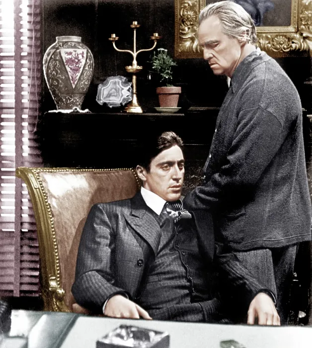 Framed Print : THE GODFATHER, from left: Al Pacino, Marlon Brando, 1972
