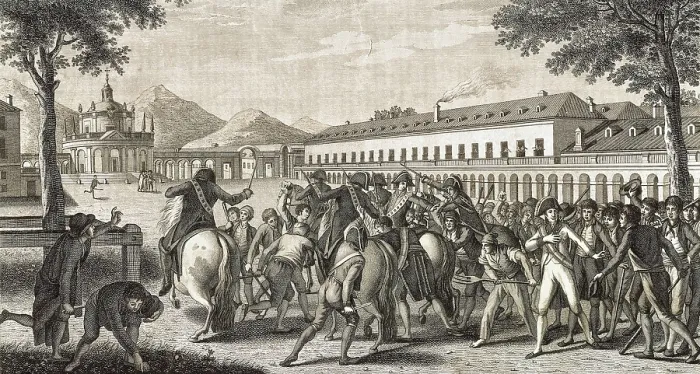 Framed Print : GODOY y ALVAREZ DE FARIA, Manuel de (1767-1851). Spain (1808). Mutiny of Aranjuez. Fall and prison of the Prince of the Peace (19th March 1808). Etching. SPAIN. Madrid