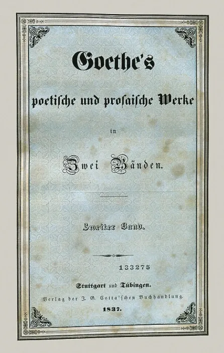 Framed Print : GOETHE, Johann Wolfgang von (1749-1832). 'Goethe's poetische und prosaische Werke' (Stuttgart 1837). AISA / Everett Collection**US SALES ONLY**