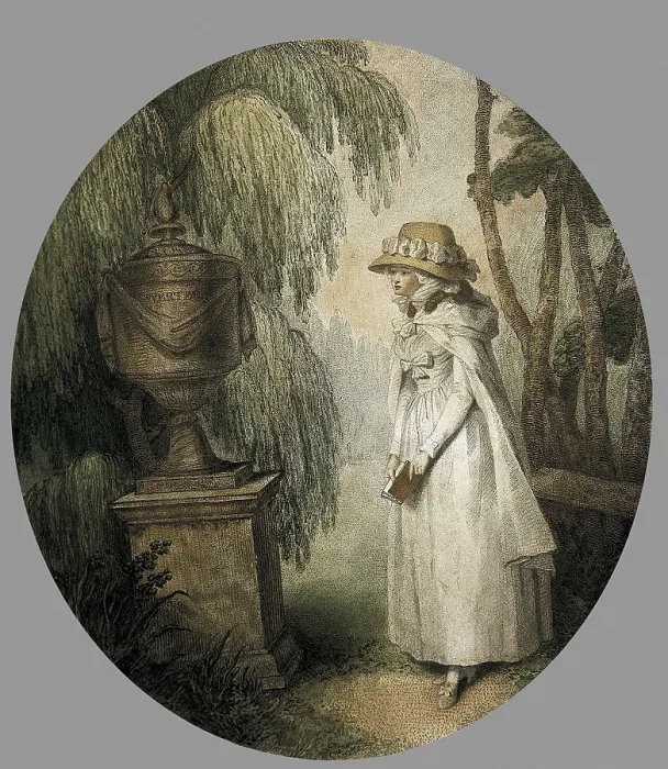 Framed Print : GOETHE, Johann Wolfgang von (1749-1832). The Sorrows of Young Werther (Die Leiden des jungen Werthers). Lotte before the tomb of of Werther. Etching. SPAIN. Madrid Framed Print : GOETHE, Johann Wolfgang von (1749-1832). The Sorrows of Young Werther (Die Leiden des jungen Werthers). Lotte before the tomb of of Werther. Etching. SPAIN. Madrid