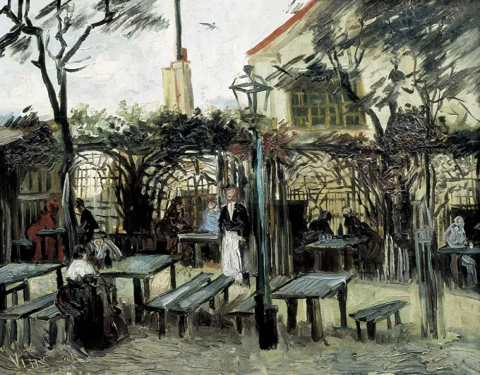 Framed Print : GOGH, Vincent van (1853-1890). Terrace of the Caf 'La Guinguuette'. 1886. 'Le Billard en bois' that afterwards it would be 'La bonne franquette' Framed Print : GOGH, Vincent van (1853-1890). Terrace of the Caf 'La Guinguuette'. 1886. 'Le Billard en bois' that afterwards it would be 'La bonne franquette'