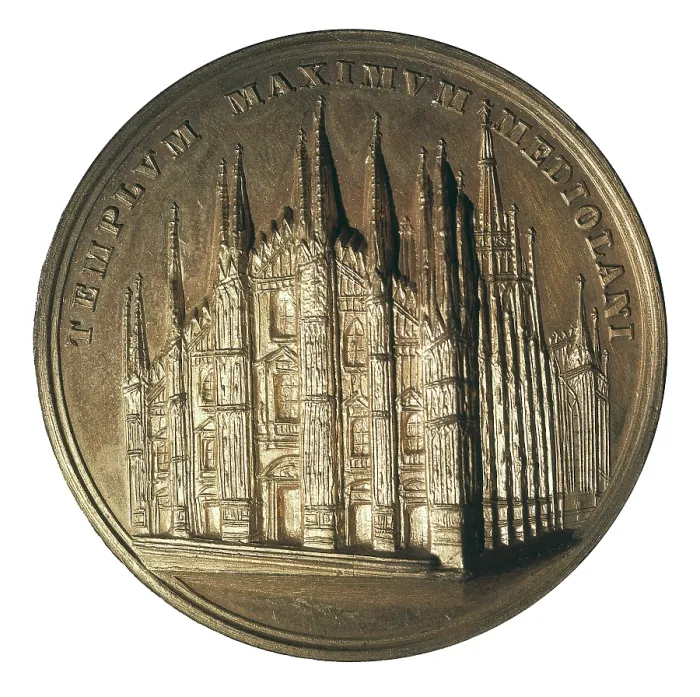 Framed Print : Gold alloy medal commemorating the Duomo Milan (1886). Coin. AISA / Everett Collection**US SALES ONLY**