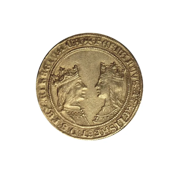 Framed Print : Gold coin of the Catholic Monarchs. Minted in Granada (end 15th c.). Coin. AISA / Everett Collection**US SALES ONLY**