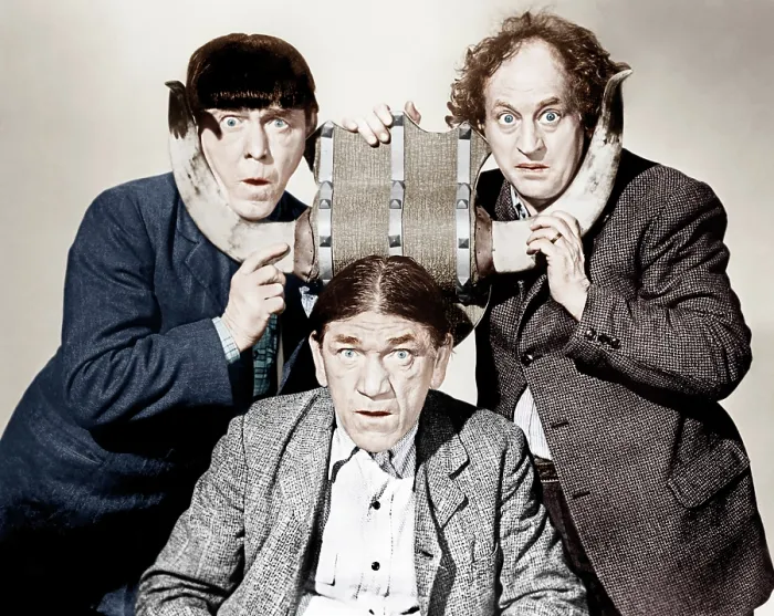 Framed Print : THE GOLD RAIDERS, from left: Moe Howard, Shemp Howard, Larry Fine, [aka The Three Stooges], 1950