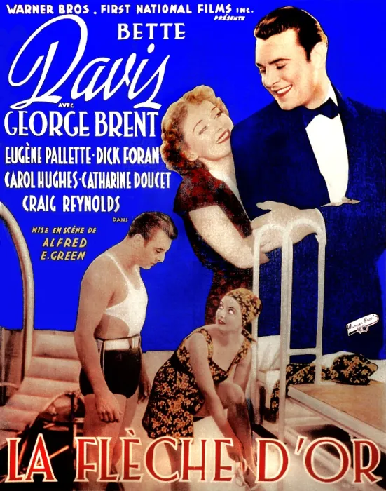 Framed Print : THE GOLDEN ARROW, (aka LA FLECHE D'OR), French poster art, Bette Davis, George Brent, 1936