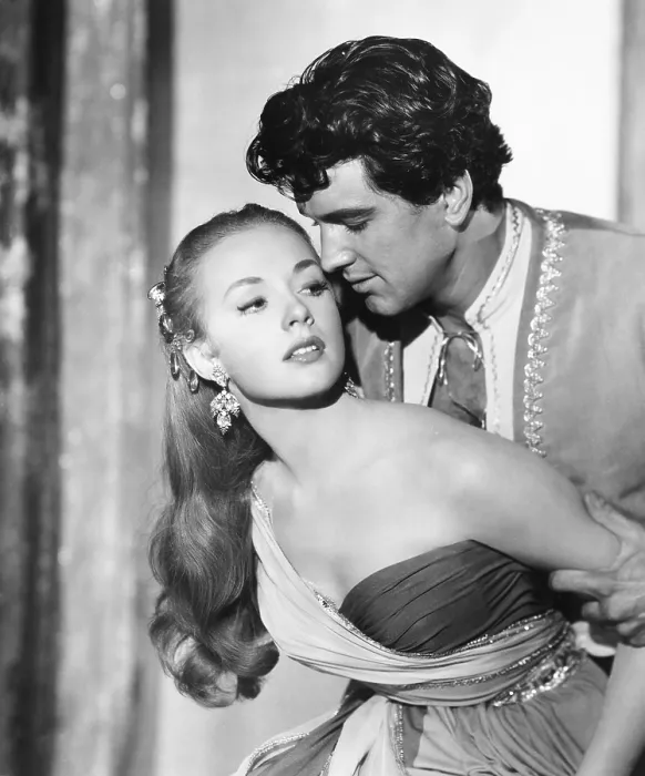 Framed Print : THE GOLDEN BLADE, from left: Piper Laurie, Rock Hudson, 1953