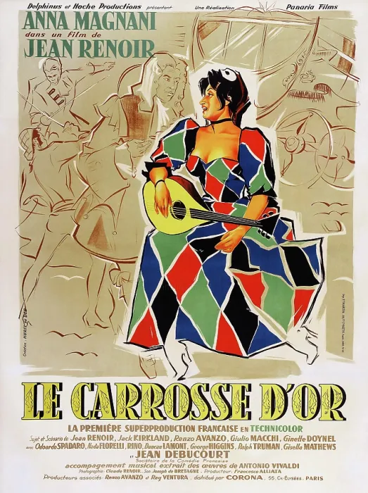Framed Print : THE GOLDEN COACH, (aka LE CARROSSE D'OR), French poster art, Anna Magnani, 1953