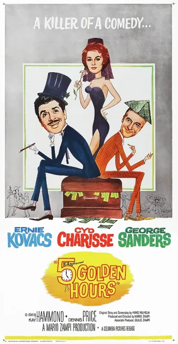 Framed Print : FIVE GOLDEN HOURS, (aka 5 GOLDEN HOURS), US poster, from left: Ernie Kovacs, Cyd Charisse, George Sanders, 1961