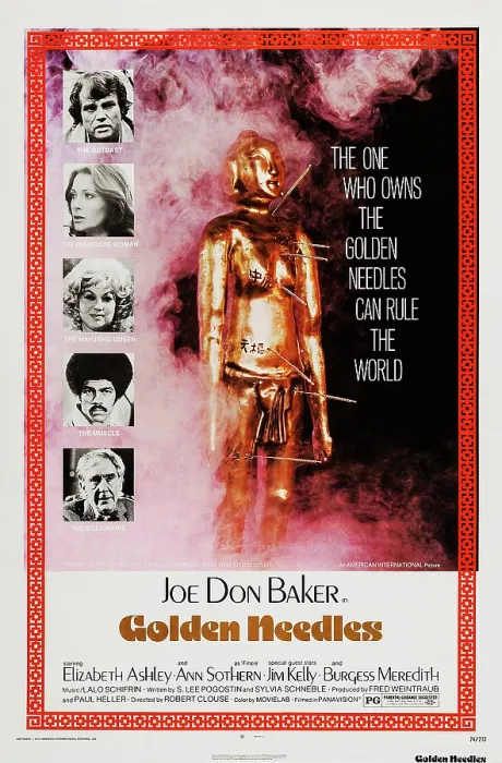 Framed Print : GOLDEN NEEDLES, US poster art, from top: Joe Don Baker, Elizabeth Ashley, Ann Sothern, Jim Kelly, Burgess Merdith, 1974