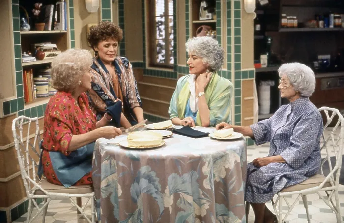 Framed Print : THE GOLDEN PALACE, from left: Betty White, Rue McClanahan, Bea Arthur, Estelle Getty, Seems Like Old Times: Part 1 & 2, (Season 1, ep. 107 & 108, aired Oct. 30 & Nov)