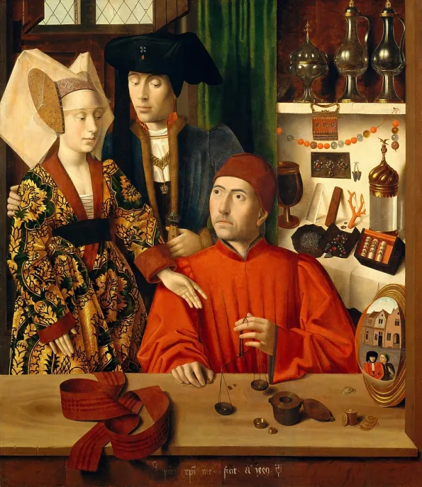 Framed Print : A GOLDSMITH IN HIS SHOP, by Petrus Christus, 1449, Netherlandish, Northern Renaissance oil painting Framed Print : A GOLDSMITH IN HIS SHOP, by Petrus Christus, 1449, Netherlandish, Northern Renaissance oil painting