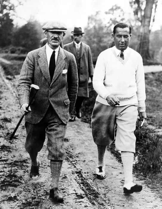 Framed Print : Golfers Abe Mitchell Walter Hagen at the golf course at Weybridge, England during a match. June 25, 1926. Courtesy: CSU Archives / Everett Collection