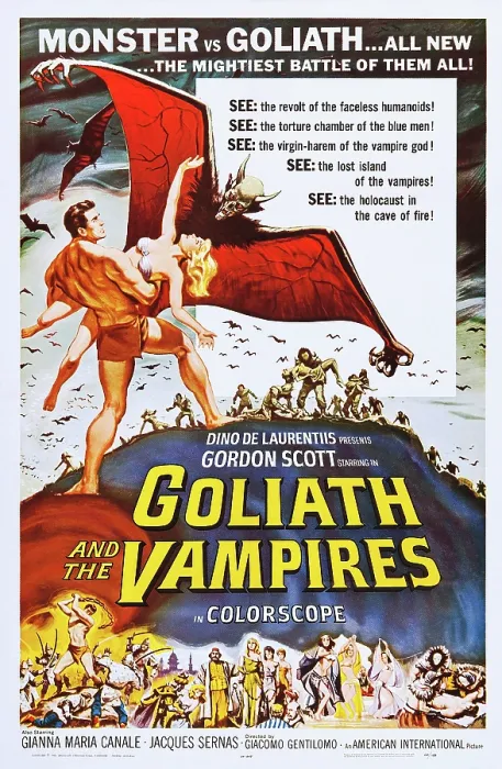 Framed Print : GOLIATH AND THE VAMPIRES, (aka MACISTE CONTRO IL VAMPIRO), US poster art, left: Gordon Scott, 1961 Framed Print : GOLIATH AND THE VAMPIRES, (aka MACISTE CONTRO IL VAMPIRO), US poster art, left: Gordon Scott, 1961