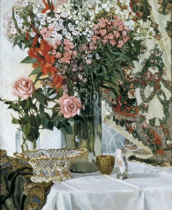 Framed Print : GOLOVIN, Aleksandr (1863-1930). Still Life. Flowers. 1916. Tempera on board. Painting. RUSSIA. Saint Petersburg. State Russian Museum