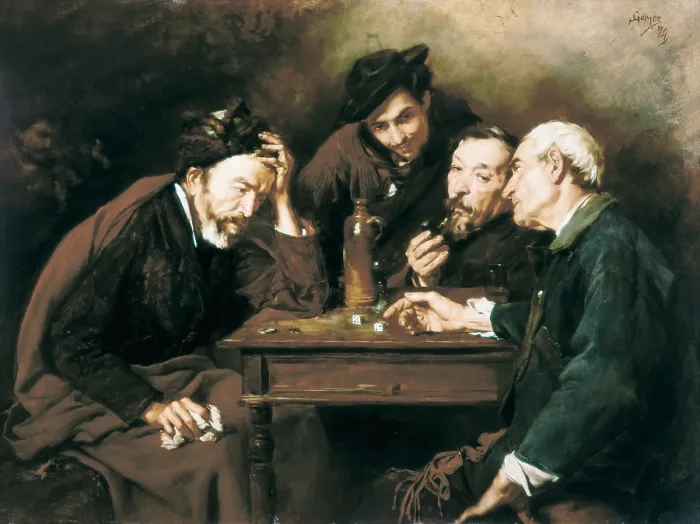 Framed Print : GOMEZ i POLO, Simon (1845-1880). The Players. 1874. Oil on canvas. SPAIN. Barcelona. National Art Museum of Catalonia. - P
