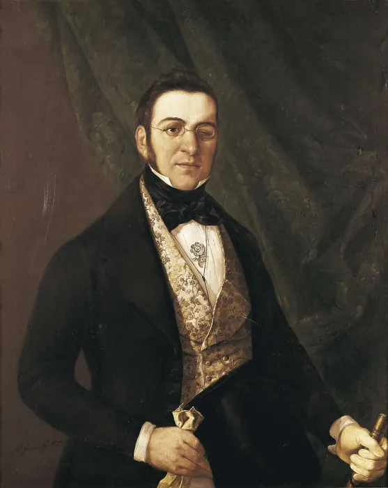 Framed Print : GOMEZ Y CROS, Antonio (end 18th century-1863). Portrait of Manuel Breton de los Herreros. 1839. Oil on canvas. SPAIN. Madrid. Romantic Museum