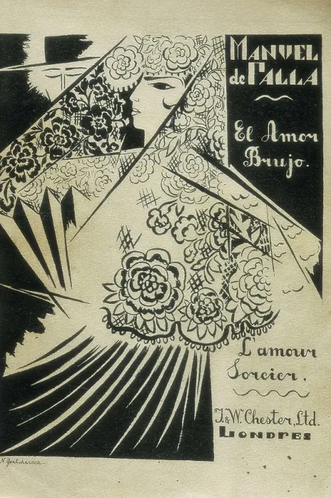 Framed Print : GONCHAROVA, Natalia (1883-1962); FALLA, Manuel de (1876-1946). First edition of Manuel de Falla's 'El amor brujo' in London, work composed in 1915