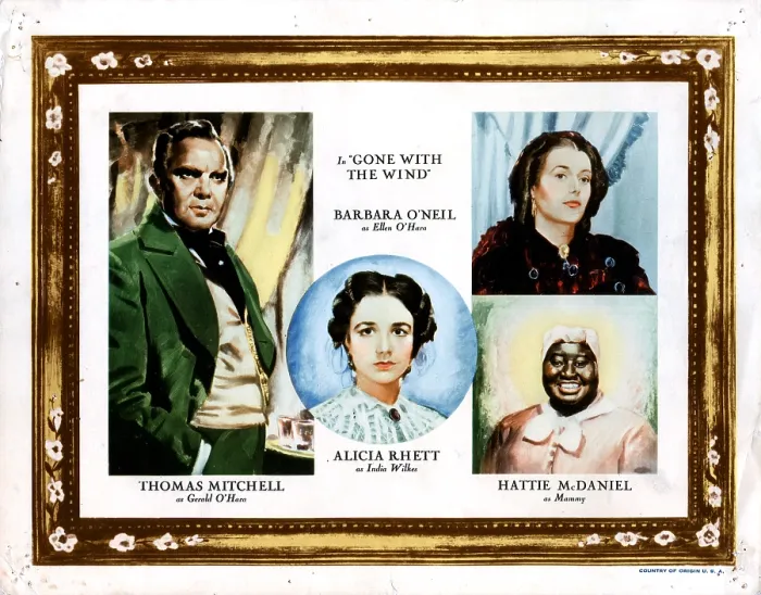 Framed Print : GONE WITH THE WIND, from left, Thomas Mitchell, Alicia Rhett, Barbara O'Neil, Hattie McDaniel, 1939