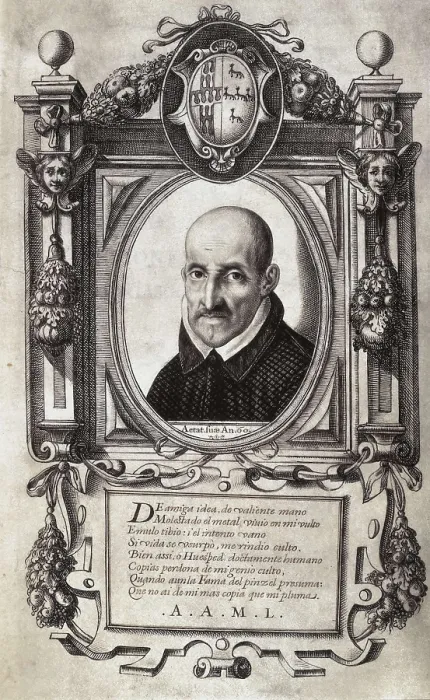 Framed Print : GONGORA Y ARGOTE, Luis de (1561-1627). 'Cdice Chacn' (Chacon Codex), compilation of poems by Gngora edited in 1628. Frontispiece with portrait. Etching. SPAIN. Madrid
