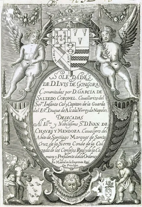 Framed Print : GONGORA Y ARGOTE, Luis de (1561-1627). 'Solitudes'. Edition executed in Madrid by Domingo Gonzlez (1636). Etching. SPAIN. Barcelona