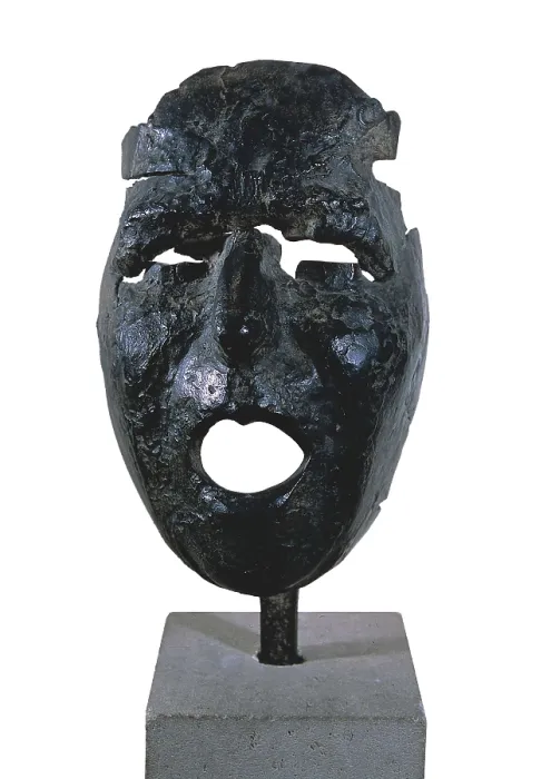Framed Print : GONZALEZ, Julio (1876-1942). Mask of Montserrat Screaming. 1937. Sculpture on bronze. FRANCE. Antibes Framed Print : GONZALEZ, Julio (1876-1942). Mask of Montserrat Screaming. 1937. Sculpture on bronze. FRANCE. Antibes