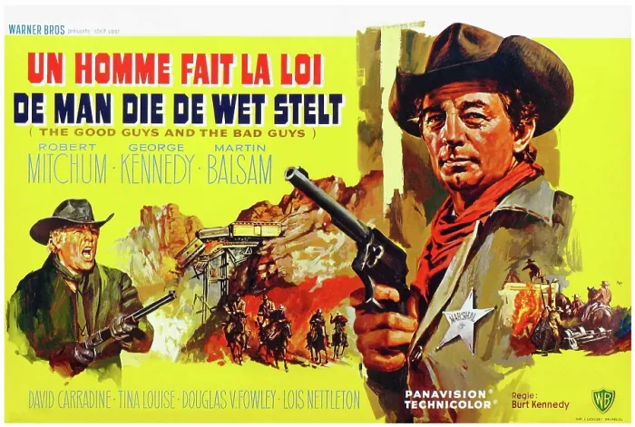Framed Print : THE GOOD GUYS AND THE BAD GUYS, George Kennedy, Robert Mitchum, (Belgian poster art), 1969