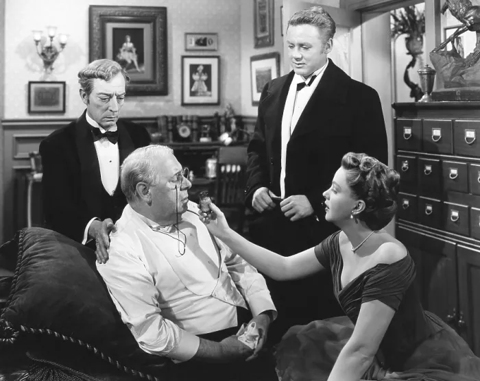 Framed Print : IN THE GOOD OLD SUMMERTIME, from left: Buster Keaton, S.Z. Sakall, Van Johnson, Judy Garland, 1949