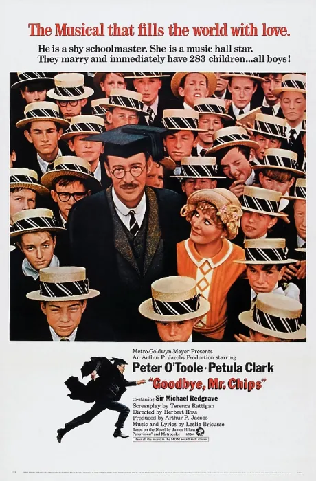 Framed Print : GOODBYE, MR. CHIPS, US poster, center from left: Peter O'Toole, Petula Clark, 1969